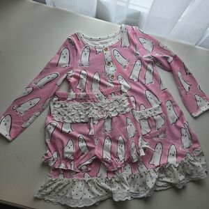 SweetHoney Pink and White Ghost Pajama Set